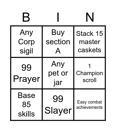 Valk Step 2 Bingo Card