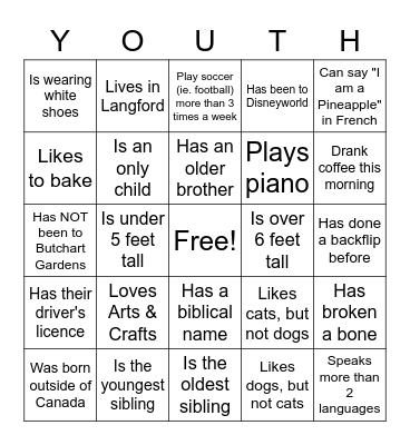 HUMAN BINGO Card