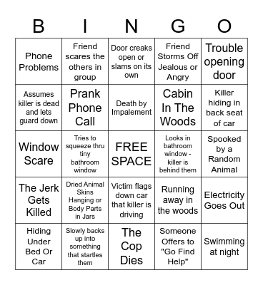 HORROR MOVIE BINGO Card