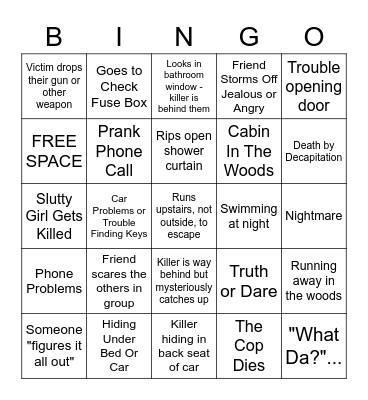 HORROR MOVIE BINGO Card