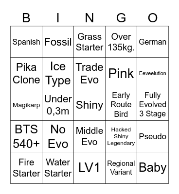 Pokemon Sword & Shield Suprise Trade Bingo Card