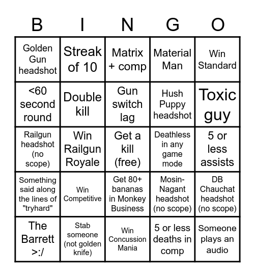 Arsenal Bingo Card