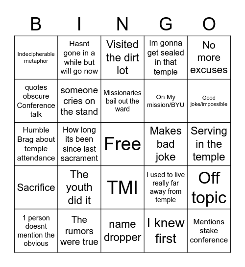 Untitled Bingo Card