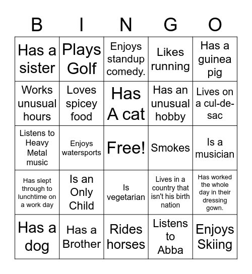 RTE Bingo Card