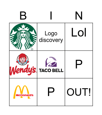 Fast Food Bingo Card