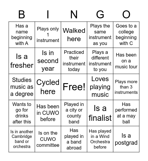 Find Someone Who: Bingo Card