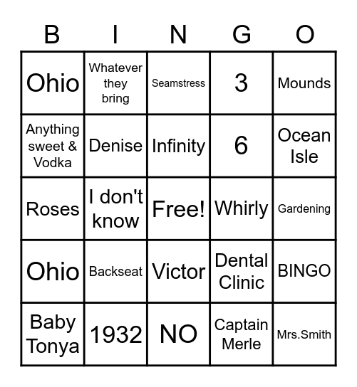 Millie's 90th Birthday BINGO Card