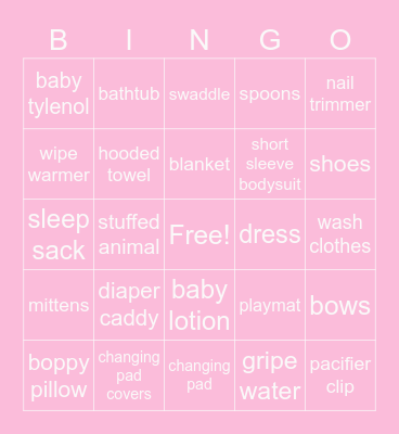 Baby Bingo Card