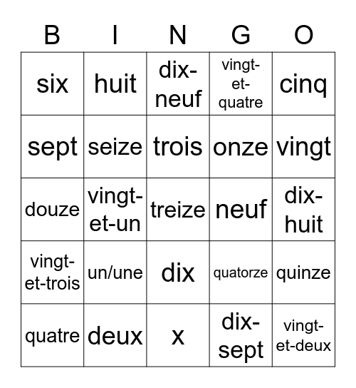 Let nombres Bingo Card