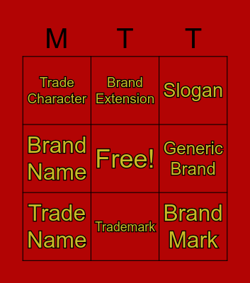 Branding Bingo Card