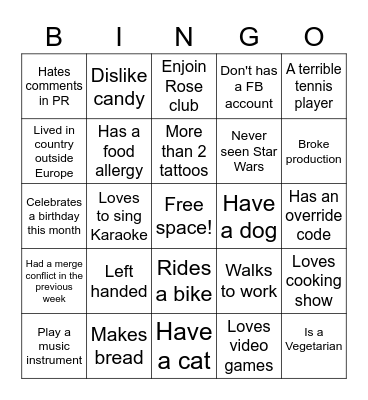 AI Value Know Me Better Bingo Card