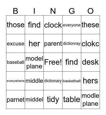 Mistake Picking Bingo Card