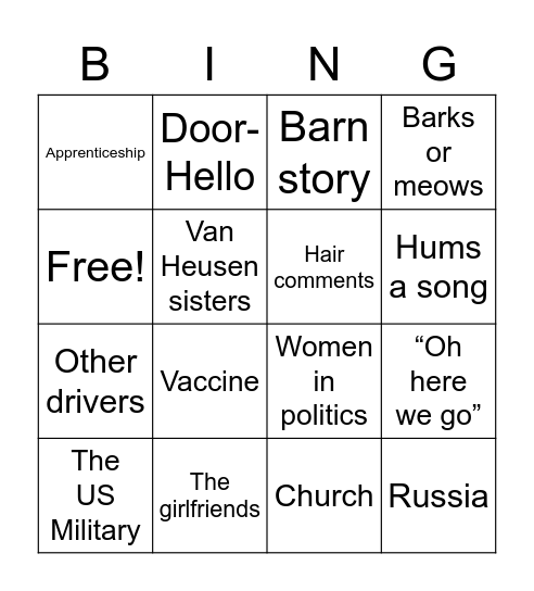 Thanksgiving Bingo Card