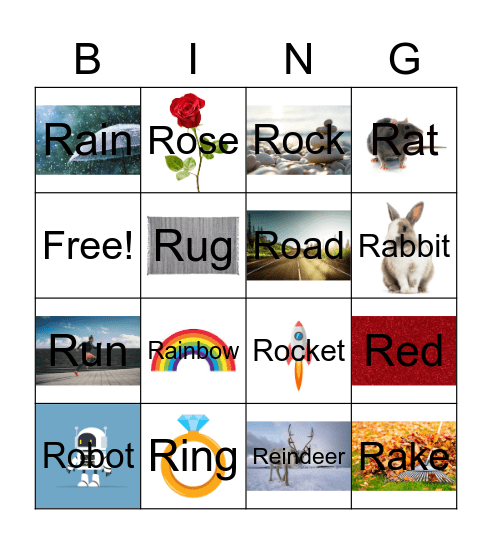 Initial R Bingo! Bingo Card