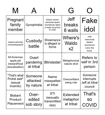 Survivor 43 Bingo Card