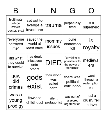 Original World Bingo Card