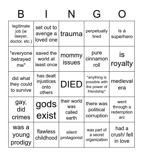 Original World Bingo Card