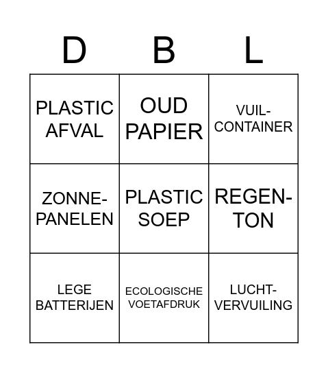 Groep 6/7/8 Bingo Card