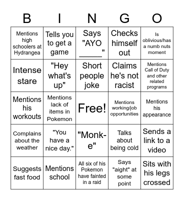 Spencer Bingo Card