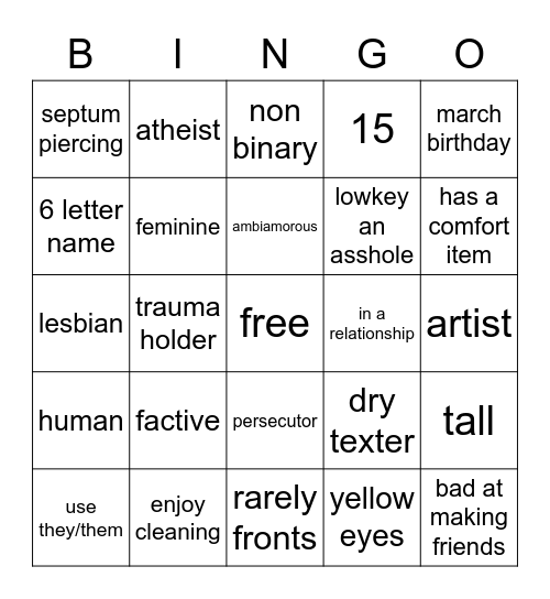 how similar are you to cherry? Bingo Card