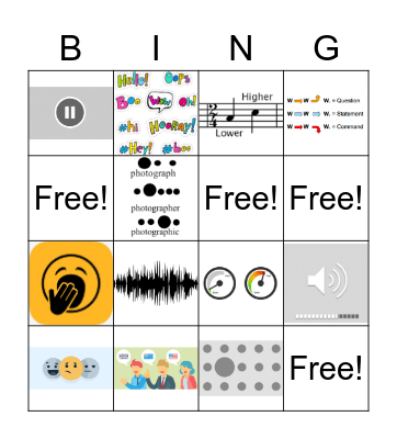 Paralinguistic elements Bingo Card