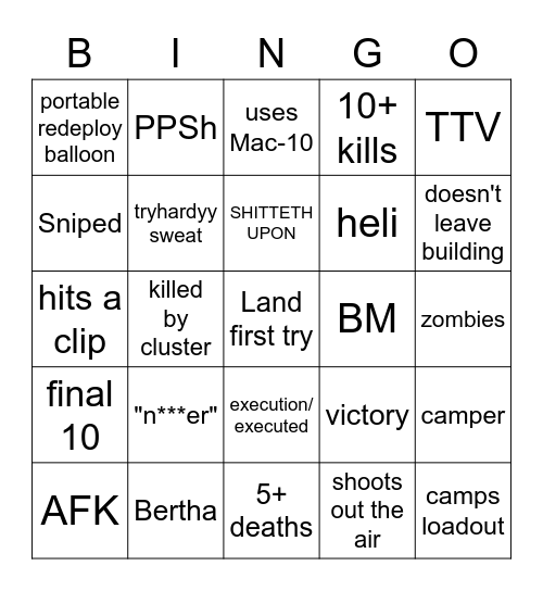 Fortune's Keep Bingo Card