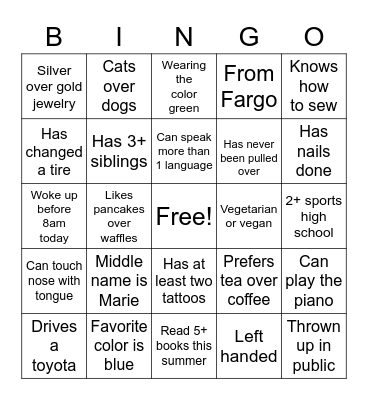 STAGE 4 ICEBREAKER Bingo Card