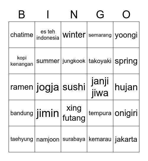 Untitled Bingo Card