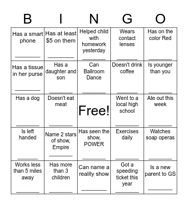 Growing Seeds Parent Icebreaker Bingo Card