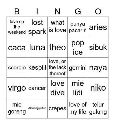 momo's bingo! Bingo Card