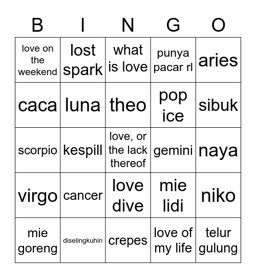 momo's bingo! Bingo Card