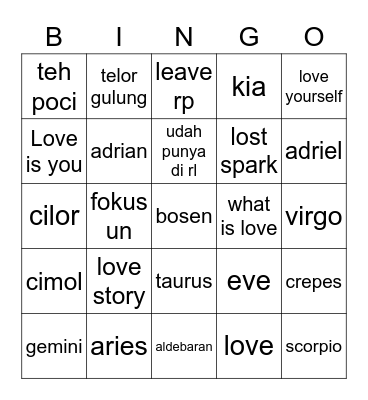 Lals Bingo Card
