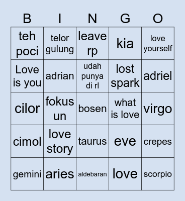 Lals Bingo Card