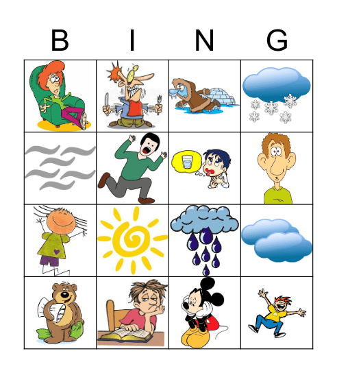 Emotions and weather Bingo Card