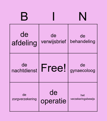 KNM - dokter en ziekenhuis Bingo Card