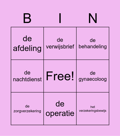 KNM - dokter en ziekenhuis Bingo Card