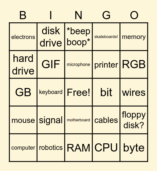 The Magic School Bus: Gets Programmed Bingo Card