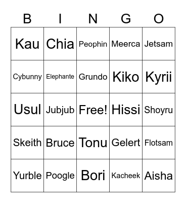 Halloween Neopets Bingo Card