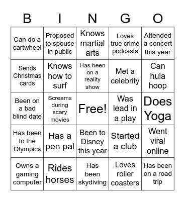 Icebreaker Bingo Card