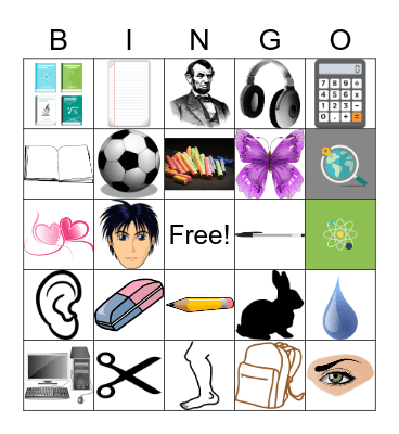 Schulsachen Bingo Card
