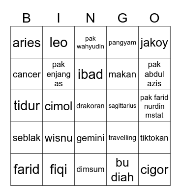 Untitled Bingo Card