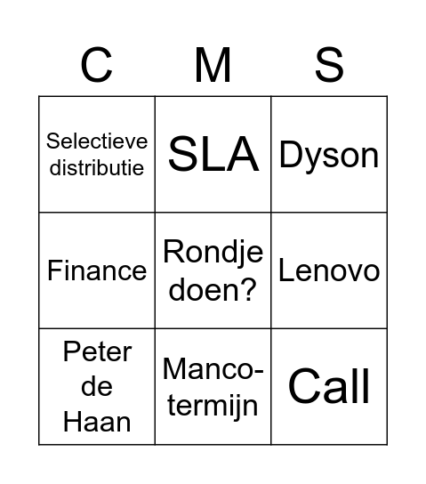 Dennis Stand-up Bingo Card