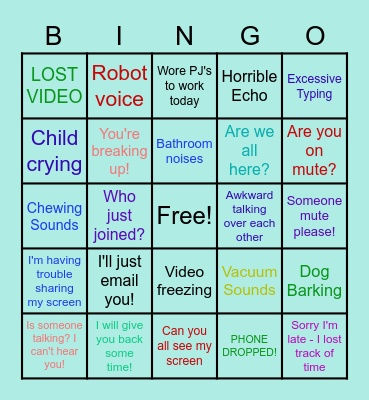 EERE REMOTE WORK BINGO Card