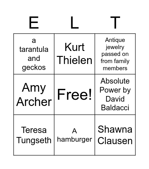 ELT BINGO #1 Bingo Card