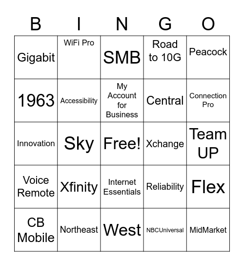 Comcast Bingo Card