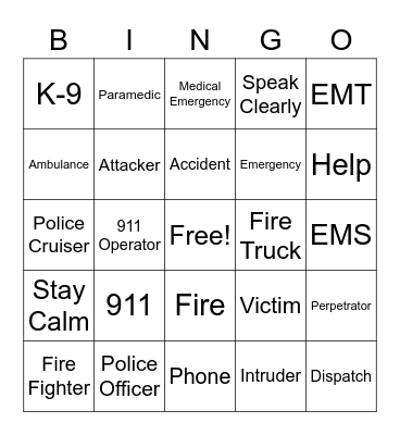 911 BINGO Card