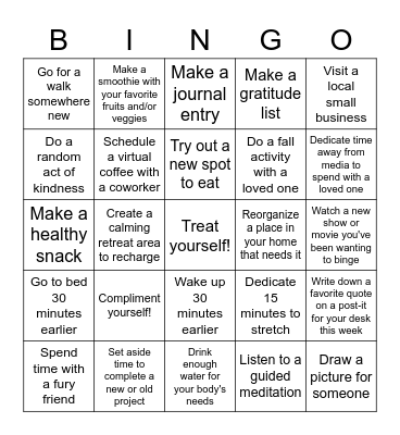 Fall into Fall Bingo! Bingo Card