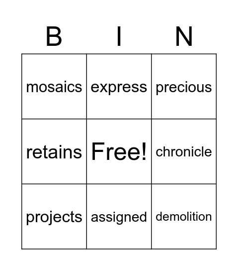 G3 2.3 Dear Dragon Bingo Card