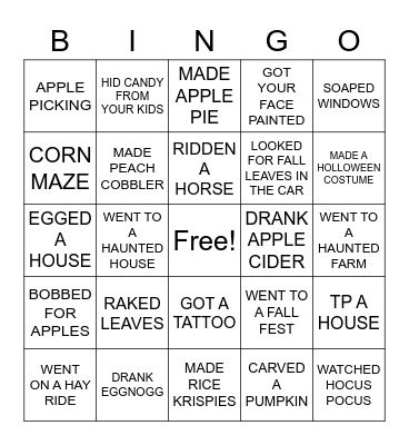 FALL BINGO Card