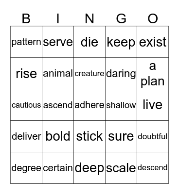 Chapter 4 Bingo Card